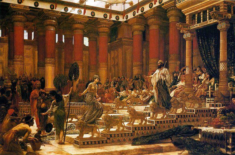 Sir Edward john poynter,bt.,P.R.A 'The Visit of the Queen of Sheba to King Solomon' oil painting image